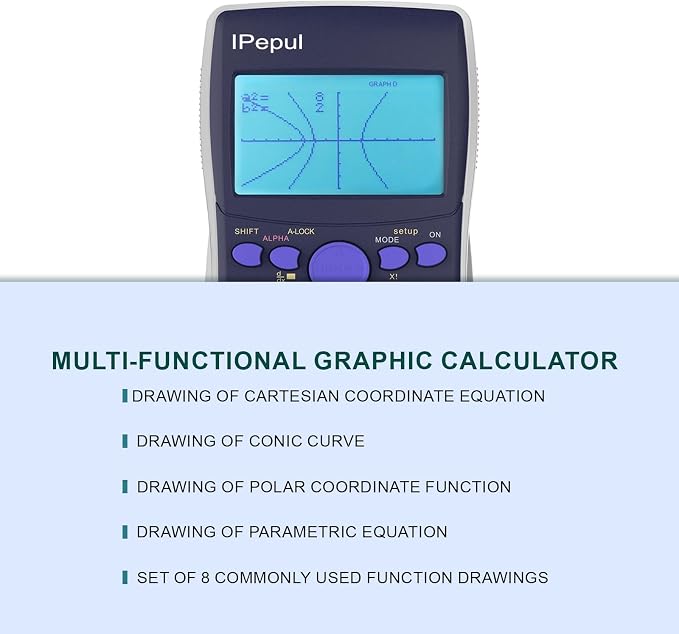 Scientific Calculators with Graphing Functions, IPepul 10 Modes Math Calculator for High School and College Students, Teachers, Office, Algebra, Geometry, Statistics, School Supplies