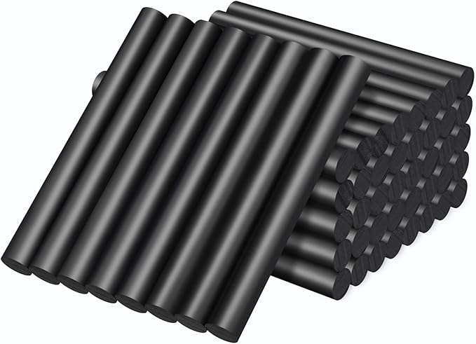 Manarty Black Hot Glue Sticks Full Size, 48 PCS 0.43" Dia x 4" Long Standard EVA Hot Melt Adhesive Gluing Stick, High Low Temp for Handmade Car DIY Art Craft Home Office Project Craft Fix & Repairs