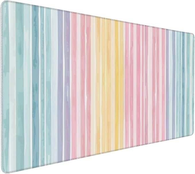 35.4 x 15.7 in, XXL Large Mouse Pad for Desk, Extended Keyboard Mouse Mat for Computer Office, Big Laptop Mouse pad, Gaming pc-Colorful Striped Rainbow
