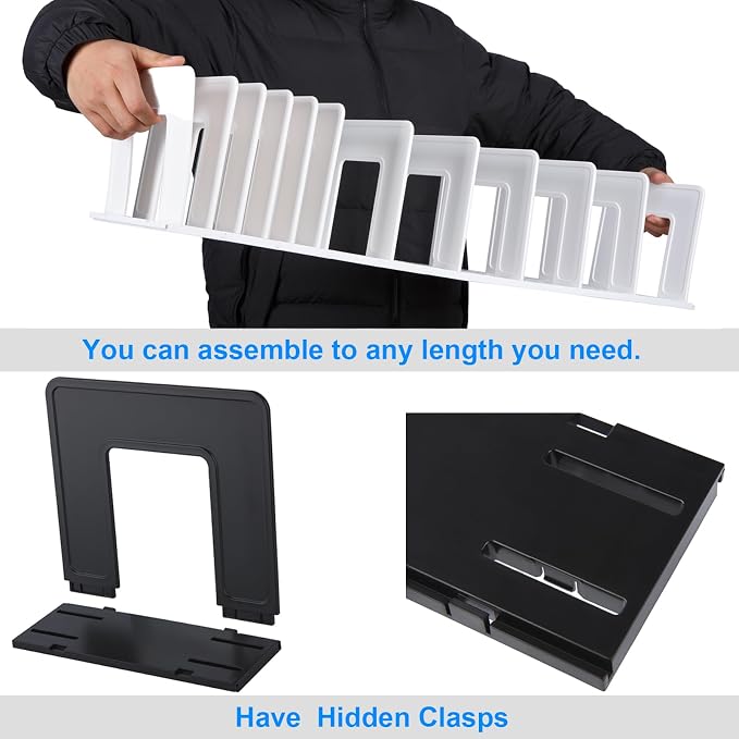 Adjustable File Sorter Accessories 6 Pieces Upright Plates, Expandable File Folder Holder Accessory, Desktop Binder Organizer, School Office File Organizer, Black