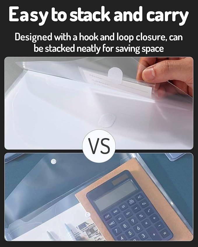 Forvencer Binder Pocket, 48 Pack Super Heavyweight Poly Binder Plastic Pocket with Tight Closure, Binder Folders Side Loading, 3 Ring Binder Pocket, Binder Dividers with Pockets, Letter Size, Clear