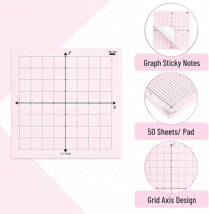 Mr. Pen- Graph Paper Sticky Notes, 6 Pads, 3x3 Inch, Pastel Colors | Graph Sticky Notes, Math Graph Paper, Graphing Sticky Notes, Grid Sticky Notes, Grid Notepad, Mini Graph Paper