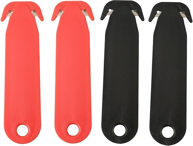 Double-Edged Safety Box Cutter for multi Tool with Stainless Steel Blade and Plastic Handle for Office Home Warehouse Dorm Room Package Opening Red Black 4 Pack Utility (4pcs black)