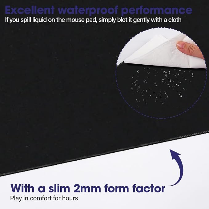 Professional Extended Gaming Mouse Pad - 31.5" x 15.7" Large Desk Mat with Stitched Edges, Waterproof Coating Non-Slip Rubber Base for Gamers Esports Pros Office Home, Black