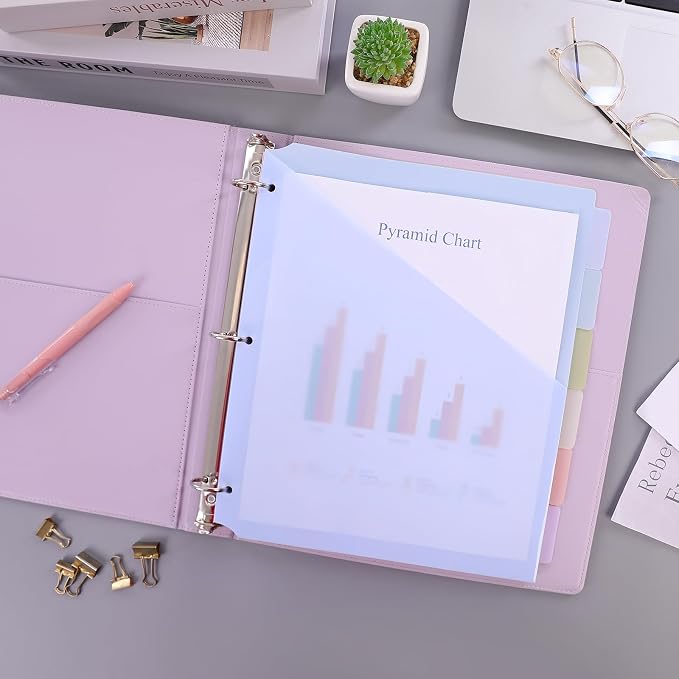 SKYDUE 6 Tabs Dividers with Two Pockets, Plastic Binder Dividers, 3 Sets | Dividers for 3 Ring Binders,Extend Beyond Sheet Protectors, Binder Organizer for School Office and Home Organization