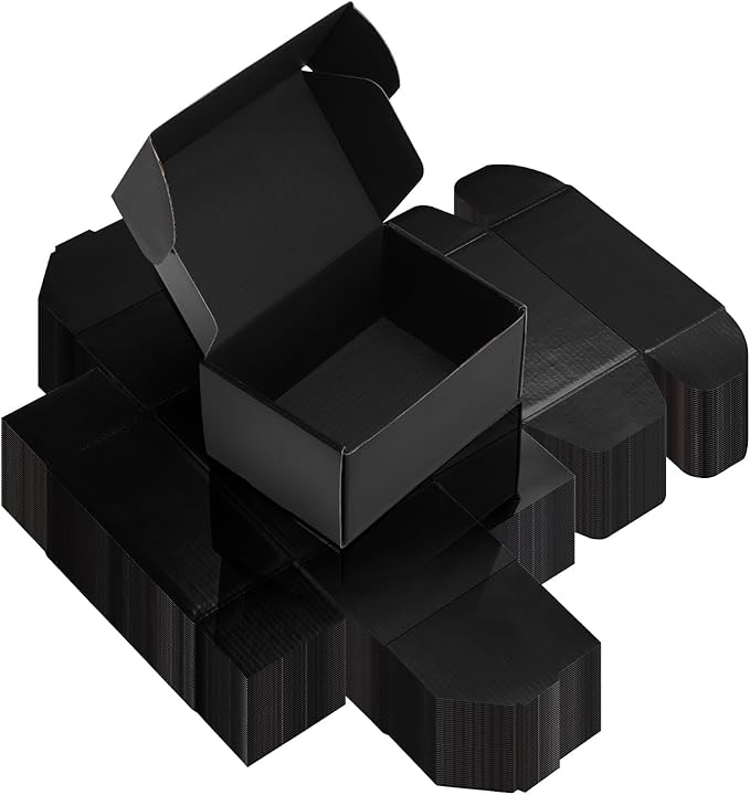 Rempry 40 Pack 6x4x3 Black Shipping Boxes, Small Cardboard Mailer Boxes for Small Business Shipping Packaging