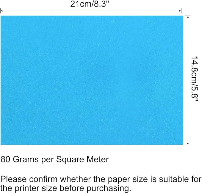 MECCANIXITY 50 Sheets Colored Copy Paper 8.3 x 5.8 Inch Printer Paper 80gsm Pale Blue for Office Printing, Document Copying, Invitations, Forms, Art Projects