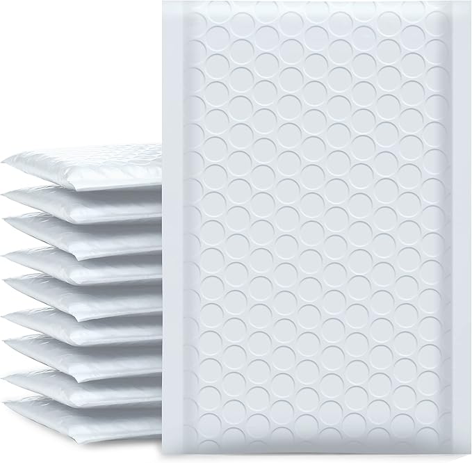 UCGOU Bubble Mailers 3.5x6.5 Inch White 50 Pack Padded Envelopes Usable Size 3.5x5 Small Business Mailing Packages Self Seal Adhesive Waterproof Boutique Shipping Bag for Jewelry Makeup Supplies