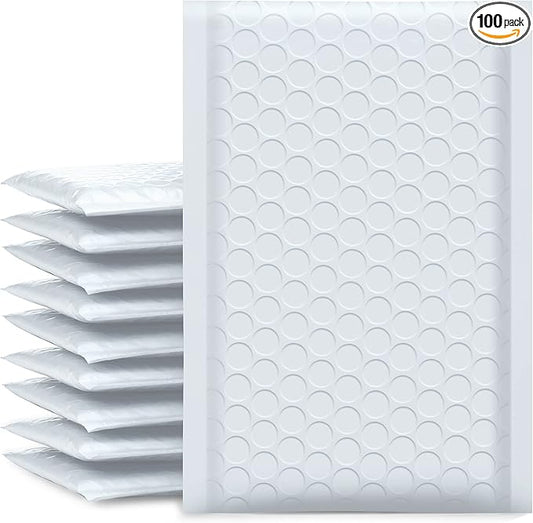 UCGOU Bubble Mailers 4x8 Inch White 100 Pack Poly Padded Envelopes Small Business Mailing Packages Opaque Self Seal Boutique Shipping Bags Bubble Mailer