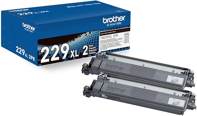 Brother Genuine TN229XL2PK Black High Yield Printer Toner Cartridge 2-Pack - Print up to 3,000 Pages Each(1)