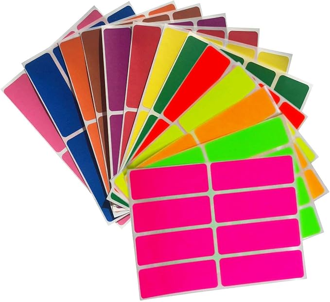 Royal Green Colored Label Sticker Rectangle in 13 Colors 1 x 3 inch writable Labels - 104 Pack