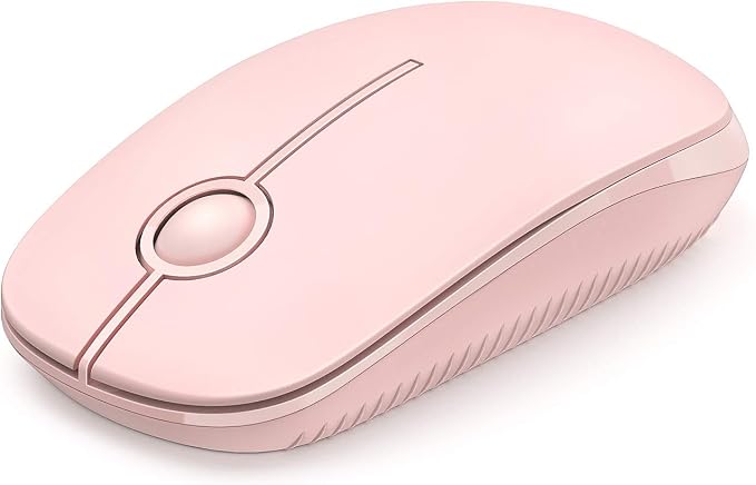 VssoPlor Wireless Mouse, 2.4G Slim Computer Laptop Mouse, Pure Pink | Portable Mouse, Plug & Play USB Nano Receiver, Quiet Silent Optical Mice for Notebook, PC, Laptop, Computer, Windows, Mac
