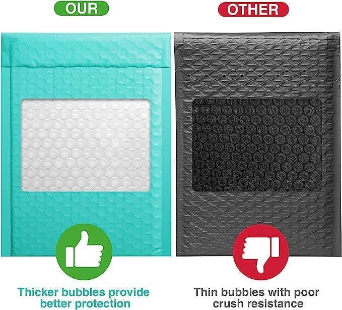 Metronic Bubble Mailer 6X10 Inch Teal 500 Pack, Waterproof Padded Envelopes,Self-Seal Small Bubble Mailers Cushioning Bubble Envelopes for Shipping,Jewelry Makeup Supplies, Packaging Bulk