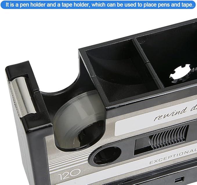 YXQ Fun Tape Dispenser Novelty Unique Pen Dispenser Cool Retro Desk Accessories, Gray