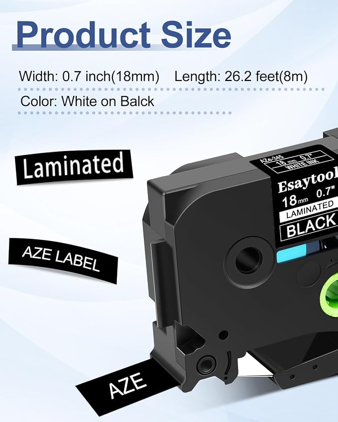 5 Pack Compatible with P-Touch TZe-345 AZE-345 TZ-345 White on Black 18mm 0.7'' Laminated Label Tape Replacement for Ptouch PT-1300 PT-2030 PT-300 PT-D400AD PT-E550W PT-P950NW Label Maker