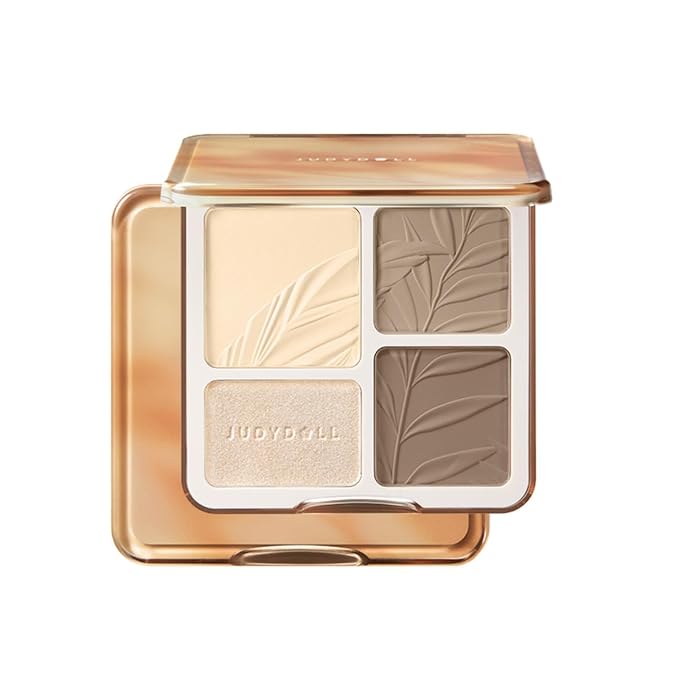 JUDYDOLL Contour Palette Highlighter Makeup Cool Toned Contour (02 Tree) | Multi-Use Highlight & Contour Makeup Palette, Travel Size Contour Kit, Long Lasting Face Bronzer, Natural Matte Highlighter