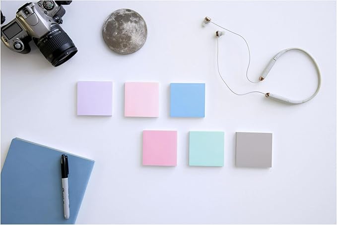 Post-it 100% Recycled Paper Super Sticky Notes, 3 in. x 3 in., 12 Pads, 70 Sheets per Pad, Wanderlust Pastels, School Supplies and Office Products (Pack of 12)