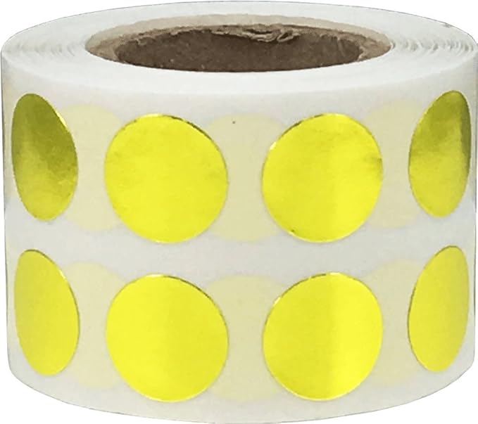 Metallic Gold Circle Dot Stickers, 1/2" Inch, 1000 Labels per Roll - Ideal for Organizing, Decorating, Labeling and Crafting in Homes, Schools, and Office Use