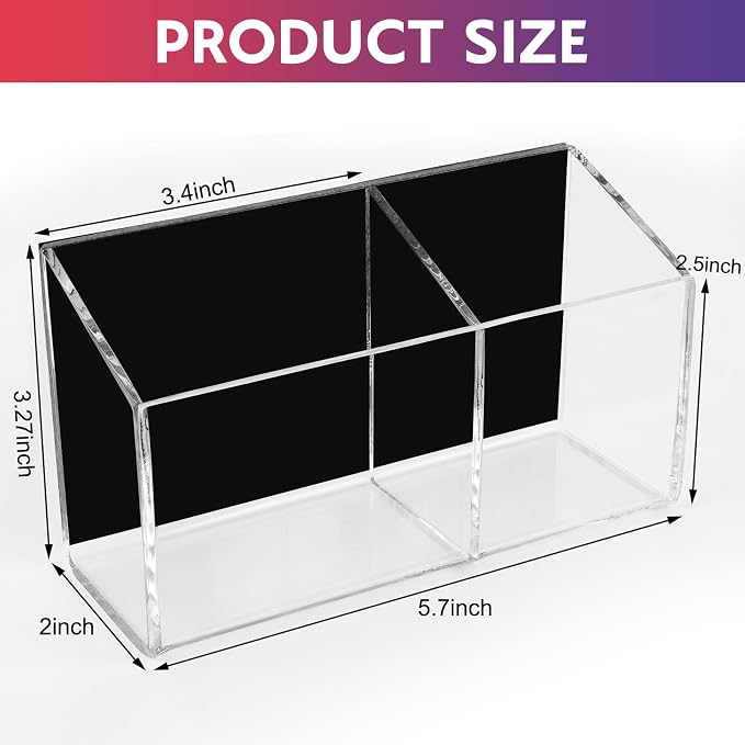 Magnetic Dry Erase Marker Holder for Whiteboard，Acrylic Magnetic Pen Holder for Fridge, 2 Compartments Whiteboard for Office, Home, Locker(Clear)-Brown