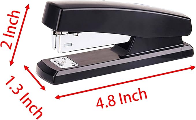 Labor Saving Black Desktop Staple, 4.8 Inch Stapler with 500 Pcs No.12 Staples for 20 Sheets Capacity (White)