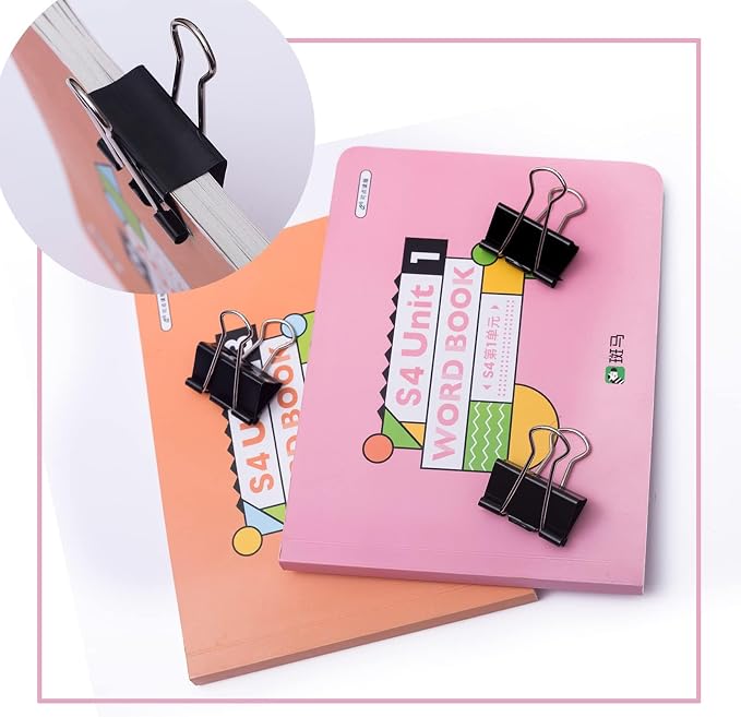 Black Binder Clips, 72 Pack, Non-Standard 41mm, 1.6 Inch, Large Clips, Capacity 0.66 Inch, Paper Clips, Office Clips, Office and School Supplies