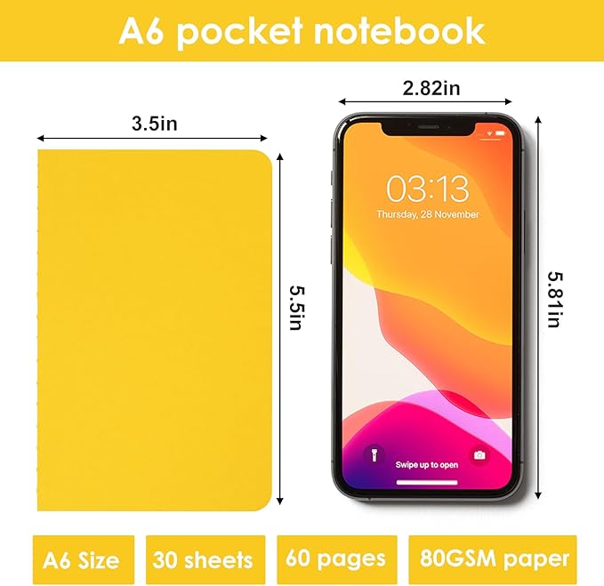 LABUK 90 Pack Pocket Notebooks, Small Notebook Bulk, 3.5"x5.5" Lined Notebooks, A6 Colorful Cover Journals 24 Sheets/48 Pages/24 Colors