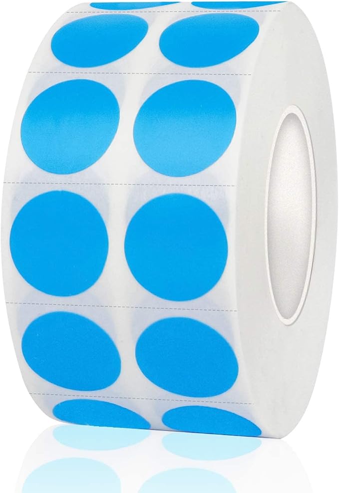 2000 Pieces 0.5 Inch Round Color Coding Labels,Circle Dot Stickers Used for Classroom Office and More,with Perforation Line (Blue)