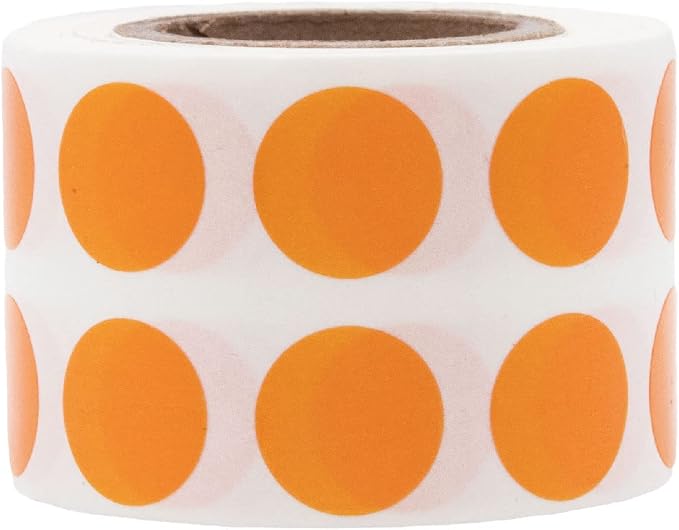 Orange 1/2" Inch Round Adhesive Labels 1,000 Color Coding Dot Stickers for Efficient Inventory Management, Crafting Projects, and Organizational Tasks in Offices, Schools, and Homes