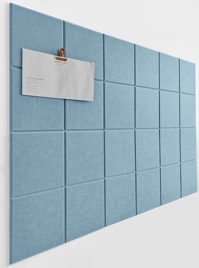Cork Board 24 x36 Alternative - 6 Pack Felt Wall Tiles with Safe Removable Adhesive Tabs, Cork Boards for Walls Cork Board for Home Office Pin Board Tack Board - Baby Blue