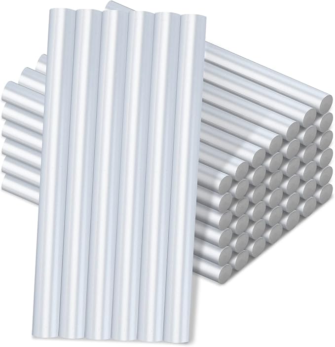Manarty Metallic Silver Hot Glue Stick, 48 PCS 0.27" Dia x 4" Long Mini Hot Melt Glue Sticks Colored, Adhesive EVA Glue Sticks Standard for Sealing Repairing DIY Art Handmade Car Craft Decoration