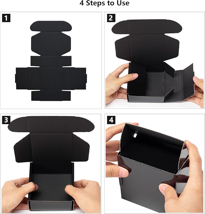 Timirog Shipping Boxes 17x11x3 Inches 18 Pack Black Corrugated Cardboard | Mailing Box for Small Business, Tab Locking Literature Mailer Packaging Supplies for Packing Clothes Shirt Robe Gifts