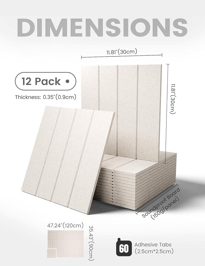 Fluxynara 48" x 36" Large Felt Bulletin Board, Oatmeal | 12 Pack Cork Board Alternative with 60 Safe Adhesive Tabs, Pin Boards for Wall Decor, Home, Office, Classroom,Dorm