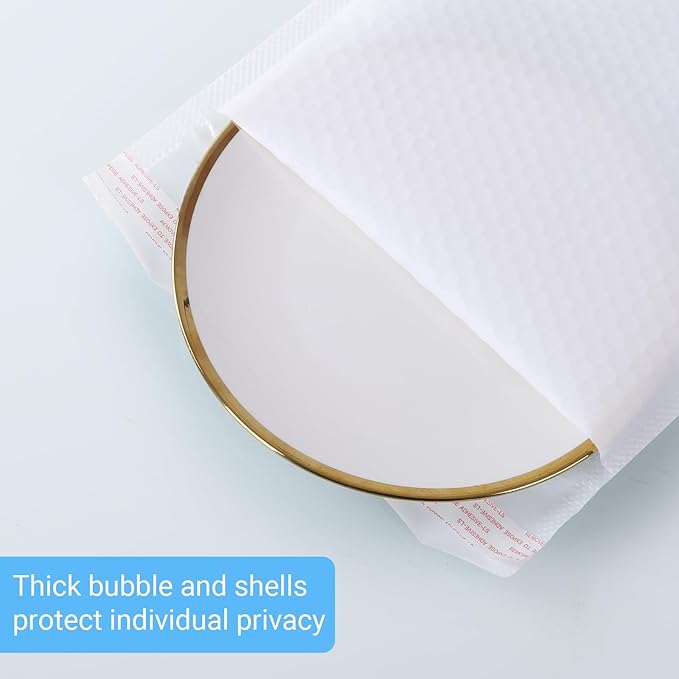 25 Pcs White Bubble Mailers 9.4x12 Inch，Large Poly Bubble Mailers Padded Envelopes Self SeaL Bubble Envelopes Bags Packaging, Shipping (Fit for 8.5 x 12" Item)