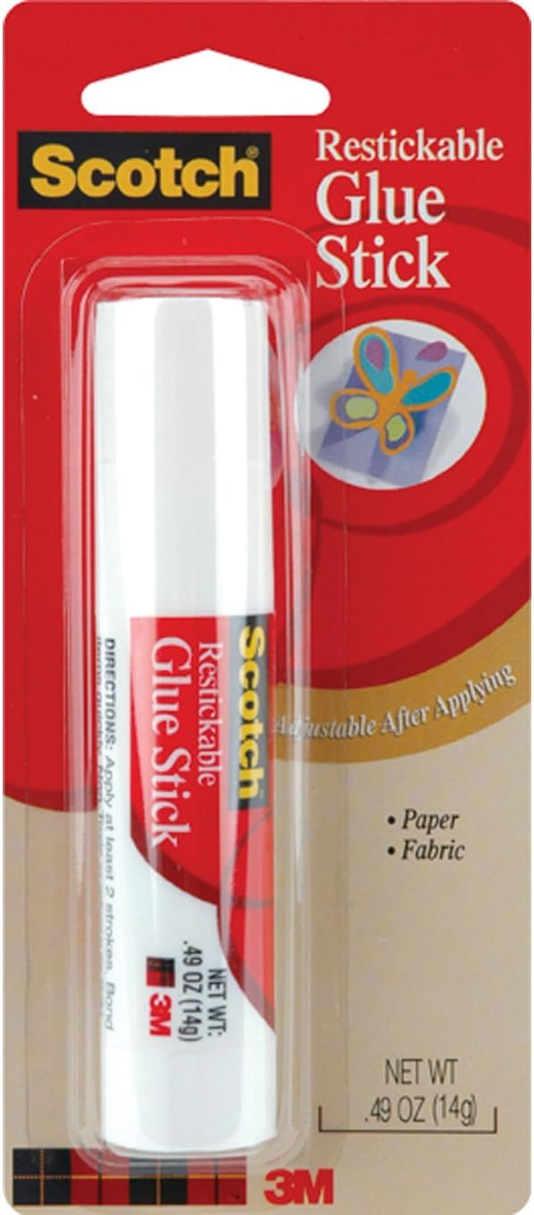 Scotch Repositionable Glue Stick 0.49 oz Acid Free and Non-Toxic (6314-CFT)