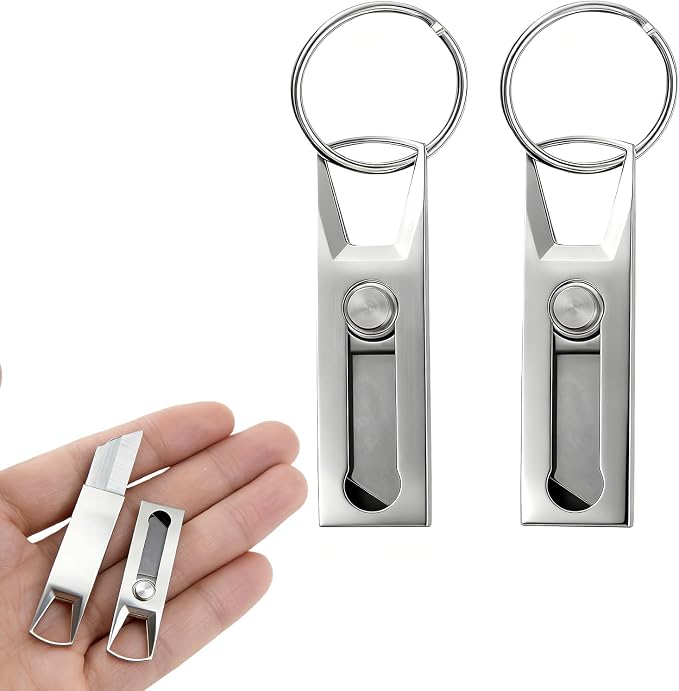 2pcs Small Keychain Pocket Knife,Mini Box Cutter With Stainless Steel Blade, Key Chain Knife For Edc,Safety Lock Utility Tool, Tiny Cutting Gadget For Open Box/Home/Office, Cool Keychain Knife,Father Day gift