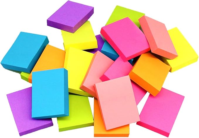 Mini Sticky Notes 1.5x2 Inches, Bright Colors Self-Stick Pads | 24 Pack, 75 Sheets/Pad,1800 Sheets
