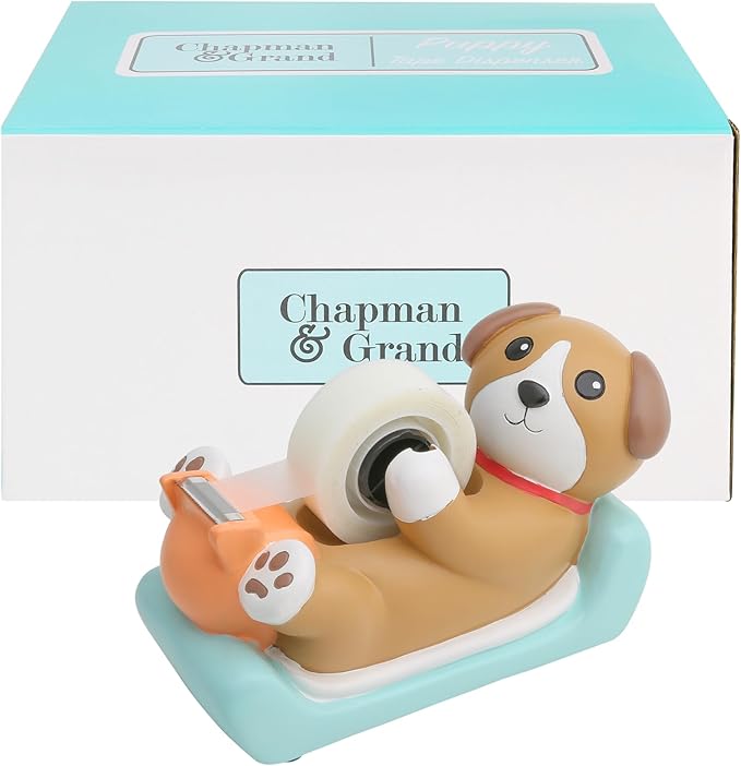 Chapman & Grand Puppy Dog Tape Dispenser (Tan/Turquoise)