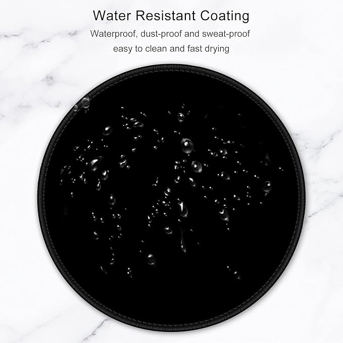 Hsurbtra Mouse Pad, Premium-Textured Small Round Mousepad 8.7 x 8.7 Inch Black, Stitched Edge Anti-Slip Waterproof Rubber Pretty Cute Computer Mat for Office Home Gaming Laptop Men Women Kids
