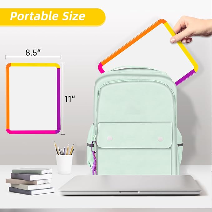 VUSIGN Small White Board Dry Erase, 8.5''x11'' Magnetic Dry Erase Board, Mini Whiteboard with Markers for Fridge, Wall, Locker, Colorful Frame (Pack of 3)