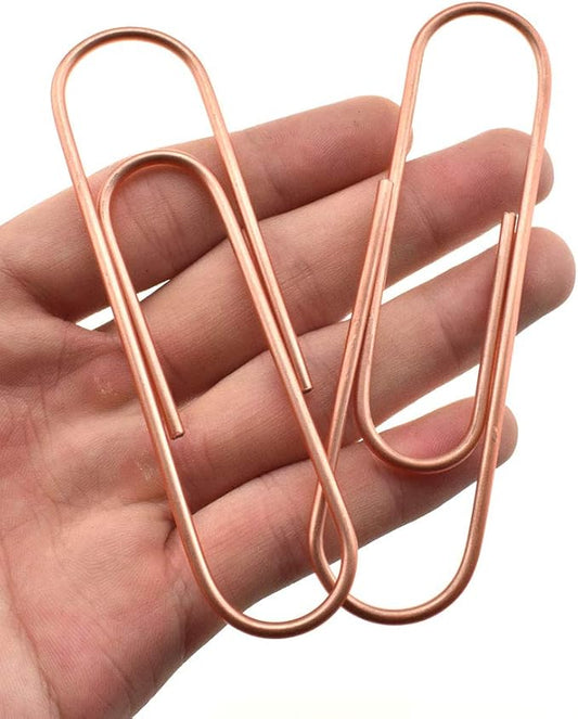 HAHIYO Paperclips 4 inch (100mm) Extra Large Paper Clips Sturdy Bright Rose Gold Vinyl Coated Prevent Scratching Tearing The Pages for Bookmark Organize Home Office School 14 Pack