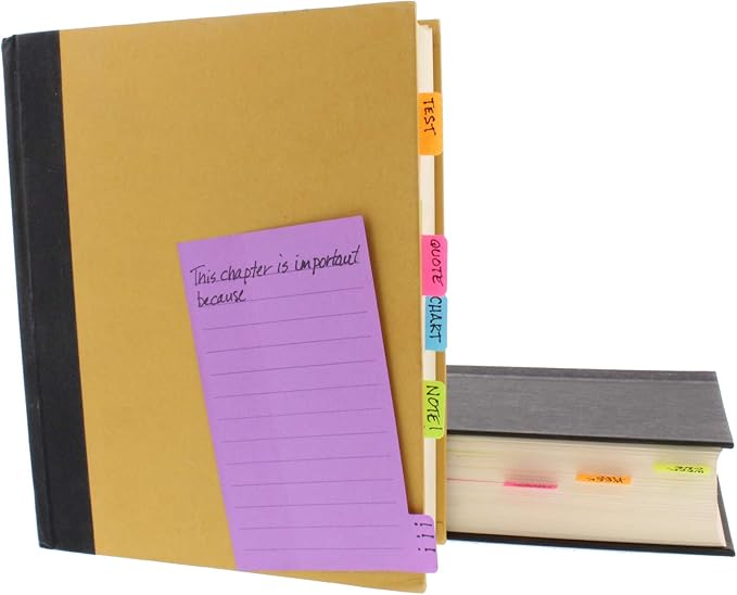 Redi-Tag Divider Sticky Notes, Tabbed Self-Stick Lined Notepads, 180 Ruled Notes, 4" x 6", 3 Books Per Pack, Assorted Colors (B10245)