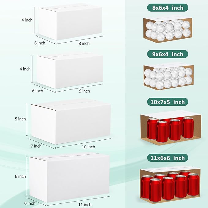Eupako 28 Pack Small Shipping Boxes Assorted Sizes, White Corrugated Box Mailers, 8x6x4 &9x6x4 & 10x7x5 & 11x6x6 7 PCS Each Small Boxes, Cardboard Boxes for Packaging Small Business, Mailing