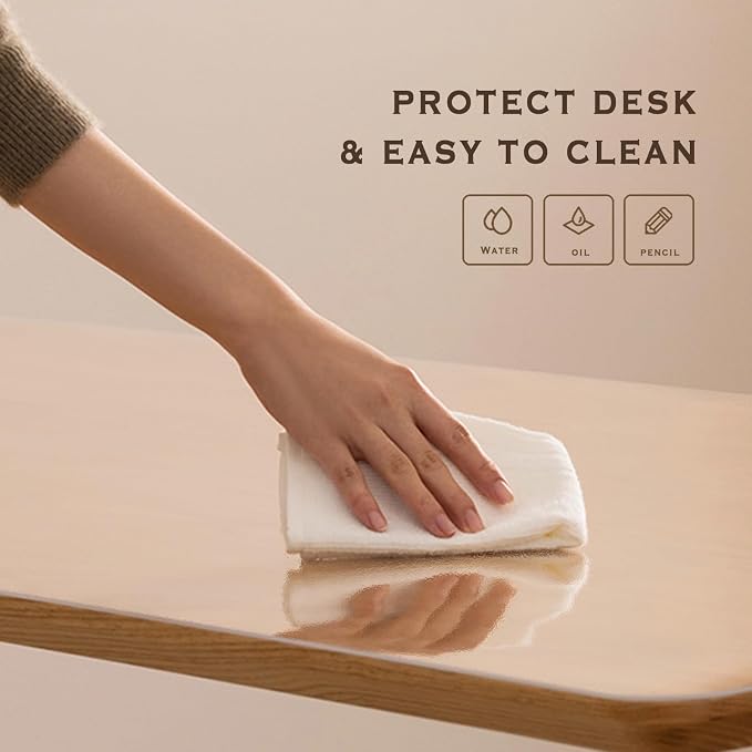 Clear Desk Mat Frosted, 34 x 17 in Desk Pad, Protector Mat for Office & Home Working, Table Protector Anti-Water & Heat Resistant
