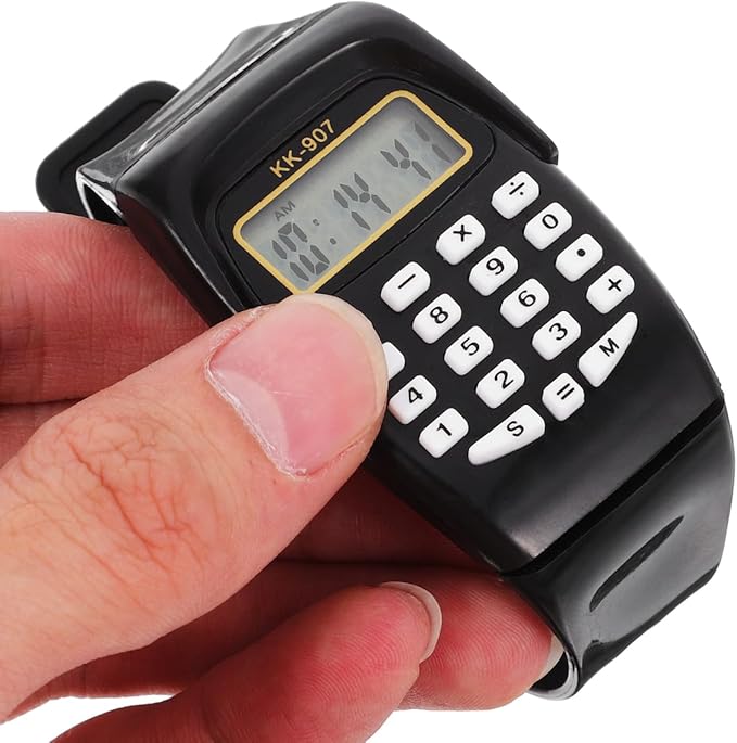 Veemoon 2pcs Calculation Watch Mens Watches Girl Calculating Calculator Watch Movement Clearly Calculators Watches Calculator Watch Childs Wrist Watch Phone Case Square Man, 22.50X3.30X1.20CM, Black