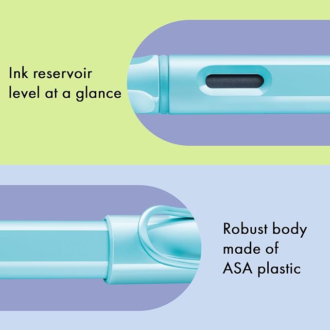 LAMY safari aquasky - Fountain Pen with ergonomic grip & polished steel nib in size F - ideal for any Writing & Calligraphy - including LAMY T 10 blue cartridge - Right-Handed