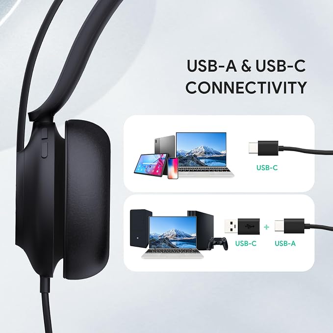 Yealink UH37 USB Headset with Mic Noise Cancelling Wired Headphone USB-C/A (Pack of 2)
