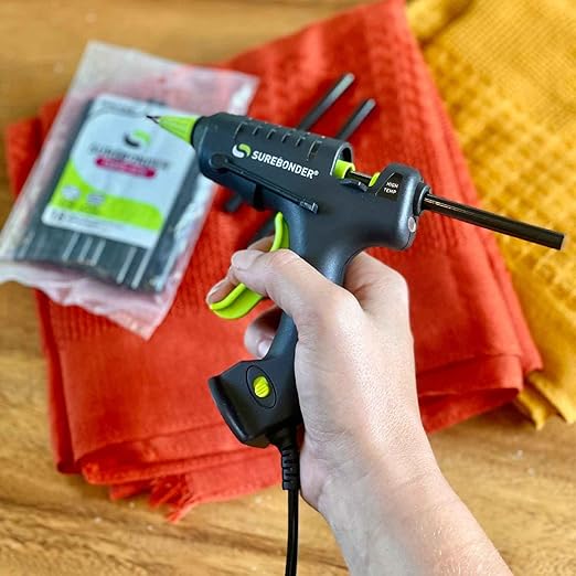 Surebonder Black Mini Size Fabric Hot Glue Sticks, 4-Inch Length - Machine Washable, Works with Fabric, Leather, Ribbon, Foam, 18 Pack, Black