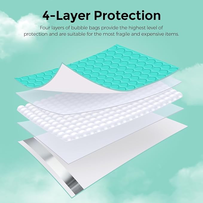 Metronic Bubble Mailer 8.5x12 Inch Teal 250 Pack Teal Padded Envelopes | Self-Seal Bubble Mailers Waterproof Cushioning Bubble Envelopes for Shipping, Jewelry Makeup Supplies, Packaging Bulk