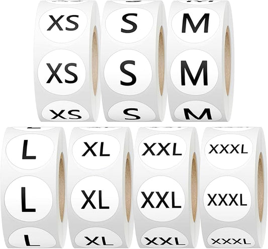 3500 Pcs 7 Rolls 7/8 Inch Size Stickers, 7 Sizes Coded Round Self Adhesive Labels for Clothing, Sticker Holder for Shirt (XS, S, M, L, XL, XXL, and XXXL), BIAlabel