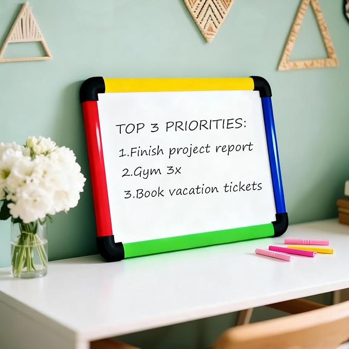 VIZ-PRO Small Dry Erase Whiteboard, Colored Frame, 16" x 12" | Portable Mini White Board for School Office Home, Easy to Write and Erase